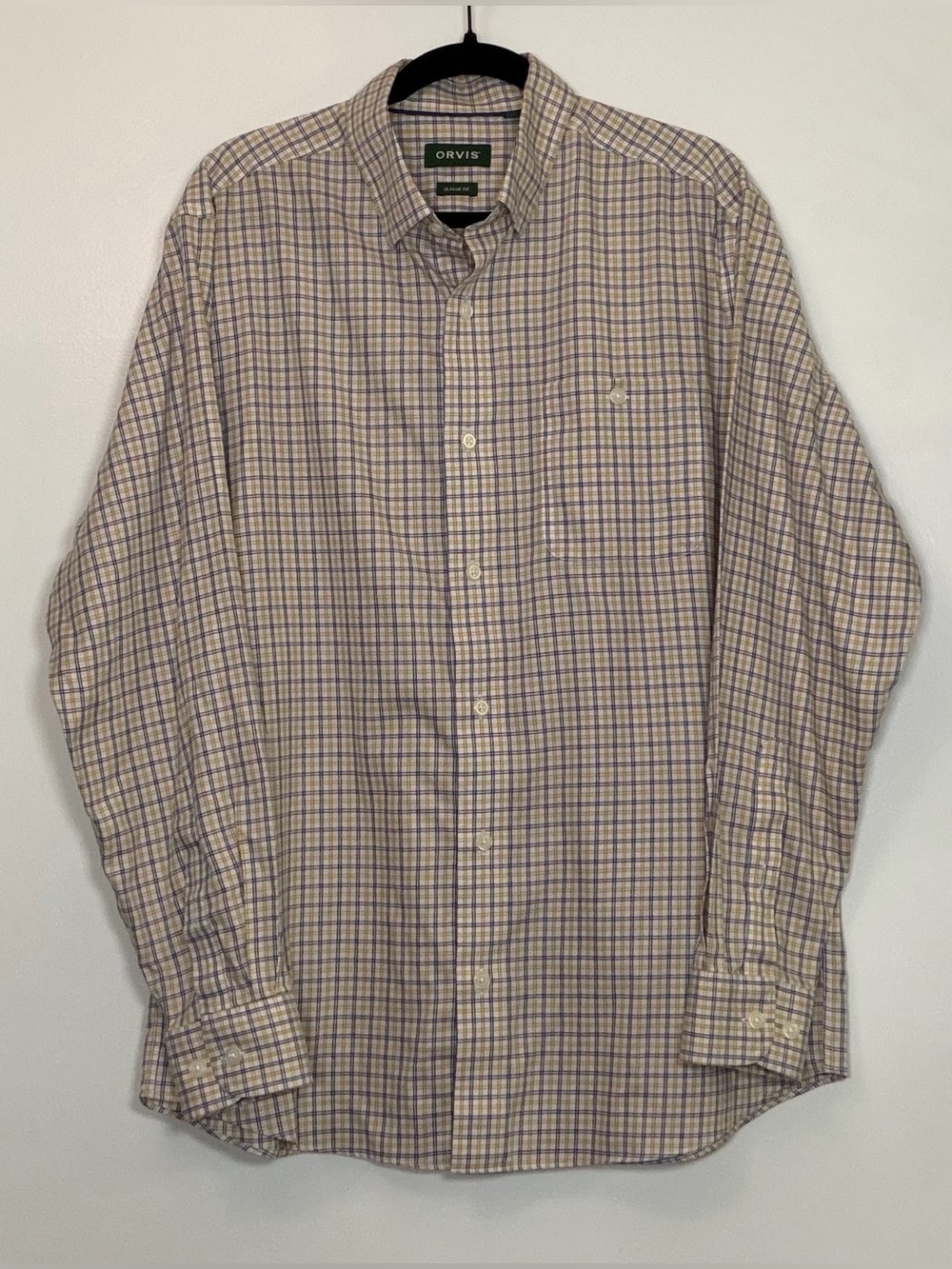 Orvis Men's Plaid Button-Down Shirt - Yellow & Blue
